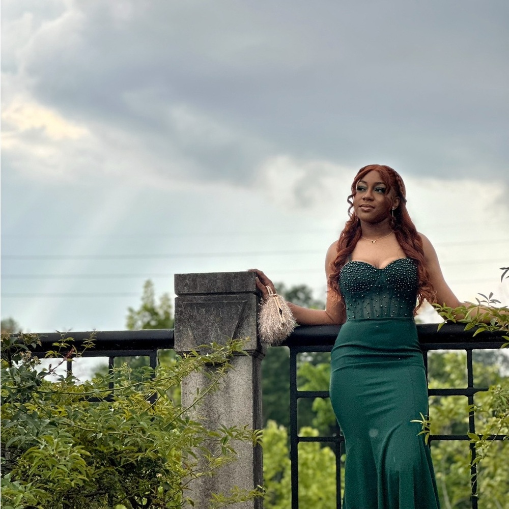 Elegant Green Embellished Dress